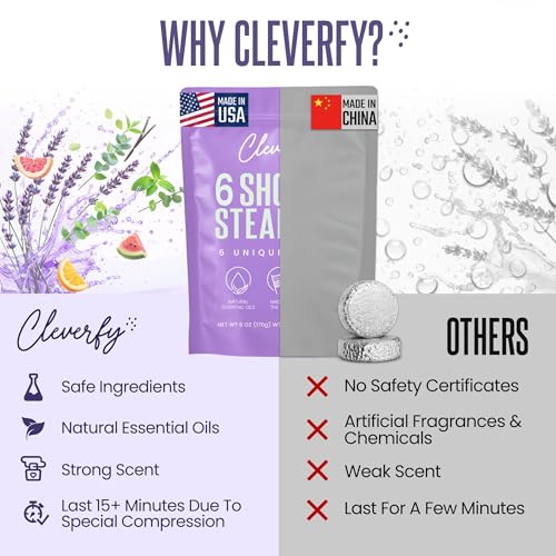 Cleverfy Shower Steamers Aromatherapy - Birthday Gifts for Women, Mom, Wife, Grandma, Her, Best Friend, Daughter, Sister, Teens & Girlfriend - 6 Tablets