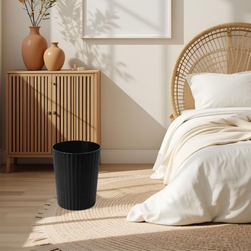 2 Gallon Black Plastic Trash Can for Bathroom, Kitchen, Office