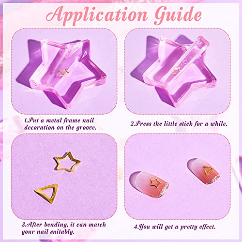 Patelai 4 Pcs Nail Embossed Molds for Nail Art - Heart, Star, Circle, Square