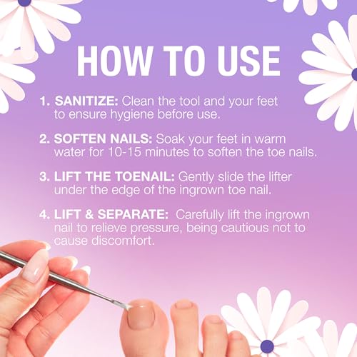 Flowery Stainless Steel Ingrown Toenail Lifter Tool - Dual-Ended Design for Nail Care