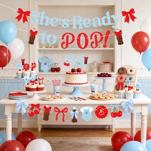 Ready to Pop Baby Shower Decorations Set with Banner & Balloons
