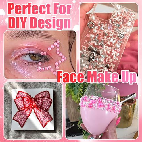 Valentine's Day Nail Art Charms Set with Heart & Bow Rhinestones for DIY Crafts