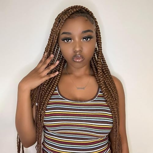 24 Inch Pre-Stretched Braiding Hair - 6 Packs Brown Yaki Extensions