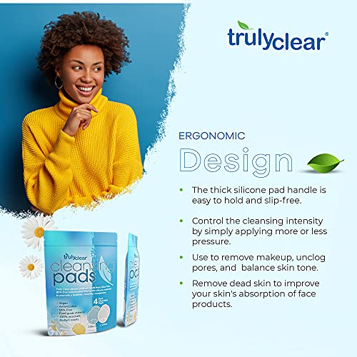 Truly Clear Silicone Facial Exfoliator Pads - Gentle Skin Cleansing Brush (4 Pack)