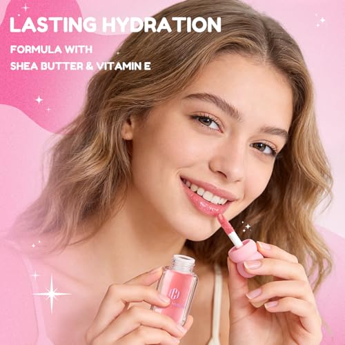 Color Nymph Frosted Rose 3D Lip Plumper Set - High Shine Hydrating Gloss, Non-Sticky Moisturizer, 2 Pack