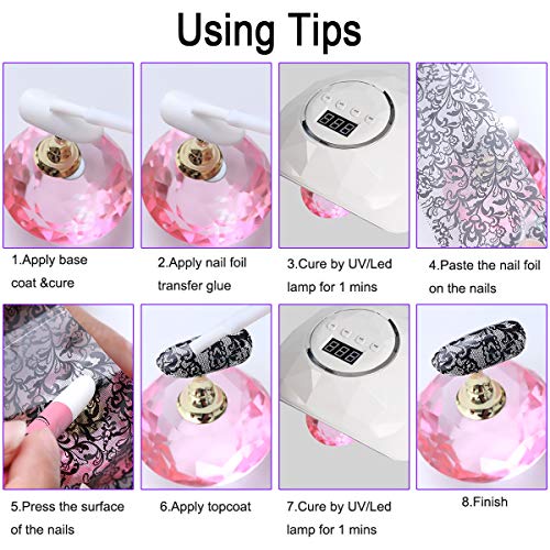 Duufin Metal Nail Foils Transfer Stickers 300 Sheets Laser Flower Designs