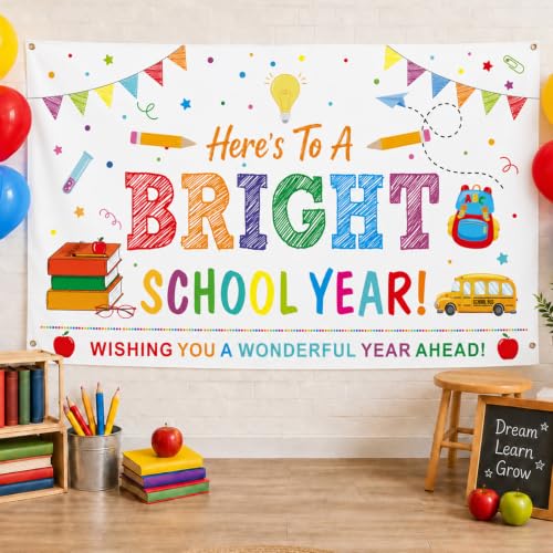 Here's to A Bright School Year Backdrop - 73x44 Inch Photo Background