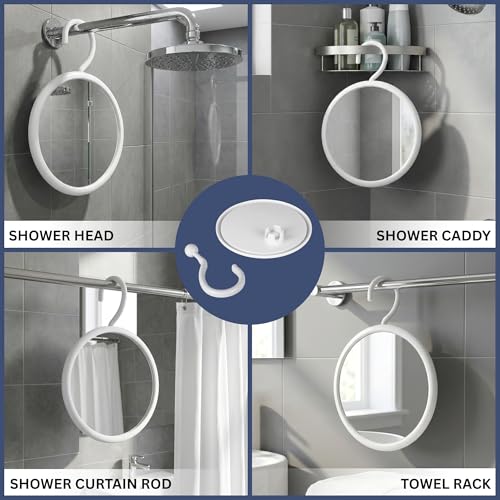 MIRRORVANA White Fogless Shower Shaving Mirror - 6.7 Inch, Hangable & Shatterproof