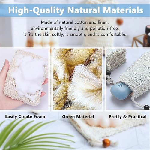Sopurrrdy Natural Sisal Soap Saver Bag - Exfoliating Soap Pouch (20 Pack)