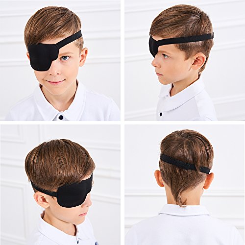 3D Eye Patch for Kids Right Eye - Black, Adjustable & Reusable - Eye Care