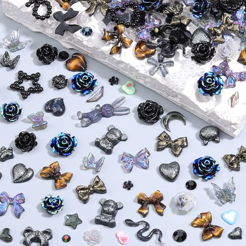 850-Piece 3D Nail Art Charms Kit with Rhinestones & Pearls