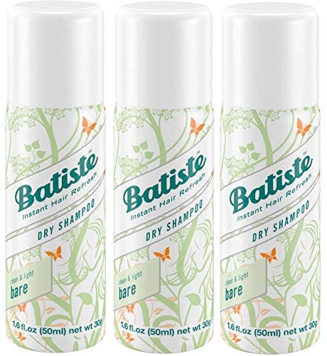 Batiste Dry Shampoo Bare Mini Travel Size 1.6 oz - Pack of 3, Refresh & Volumize Hair On-the-Go