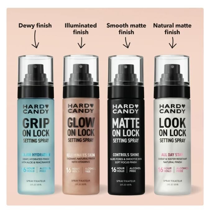 Hard Candy Glow On Lock Setting Spray - 16 Hour Hold, Luminous Finish | 3.4 oz