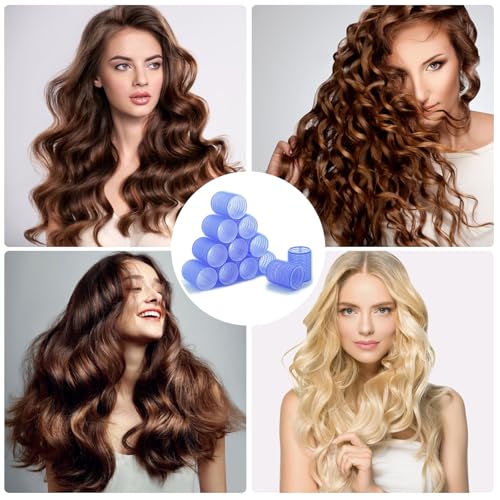 Large 12 Pack Self Grip Hair Rollers - Random Color for DIY Curls