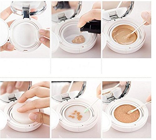 Portable White Air Cushion Puff Box with Mirror & Powder Puff