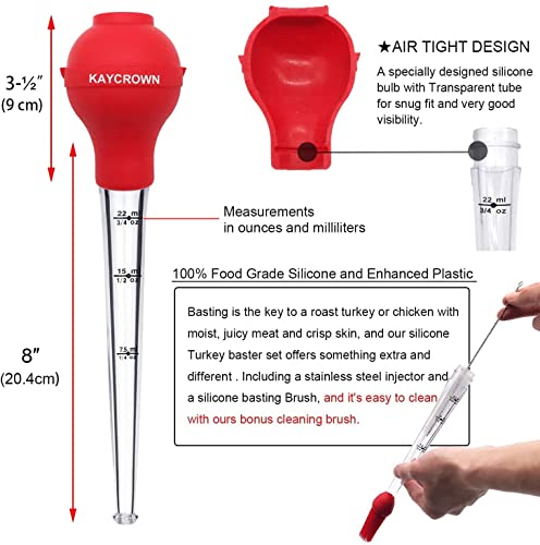 Silicone Turkey Baster Set with Marinade Injector Needles & Brush