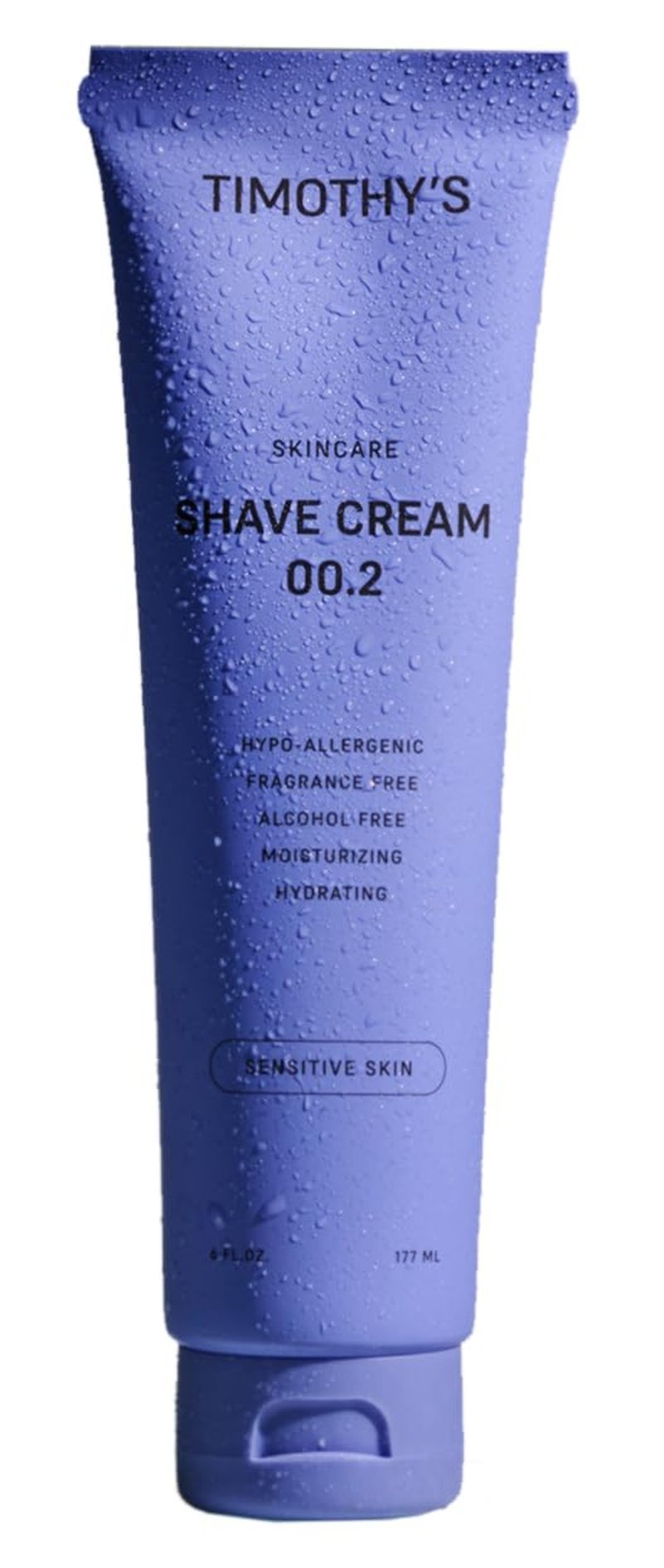 Timothy's Unscented Shave Cream 6 ounce Sensitive Skin, Fragrance Free, Alcohol Free, Paraben Free
