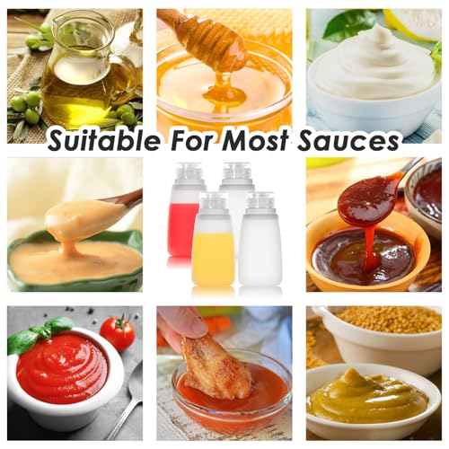 Leak-Proof Silicone Squeeze Bottles for Sauces - 4 Pack (4 oz)