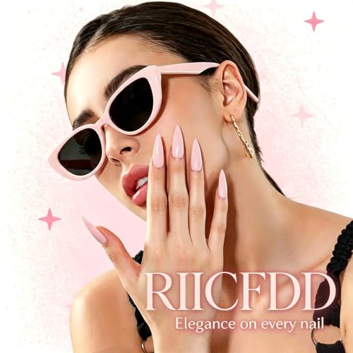 RIICFDD 3D Handcrafted Almond Press-On Nails with Floral Art, French Tips, Reusable