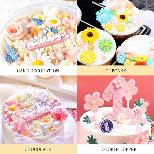KALAIEN 3-Piece Flower Fondant Cake Mold Set - Daisy & Rose