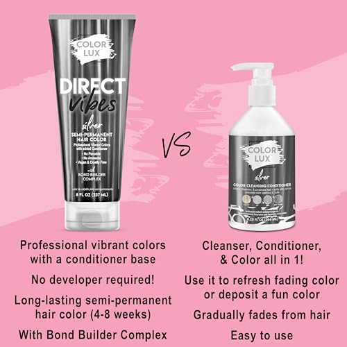 Color Lux Semi-Permanent Hair Color Silver 8 fl oz - Direct Vibes, Vegan & Cruelty-Free