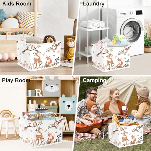 Fox Animal Storage Basket - 36L Foldable Laundry Hamper
