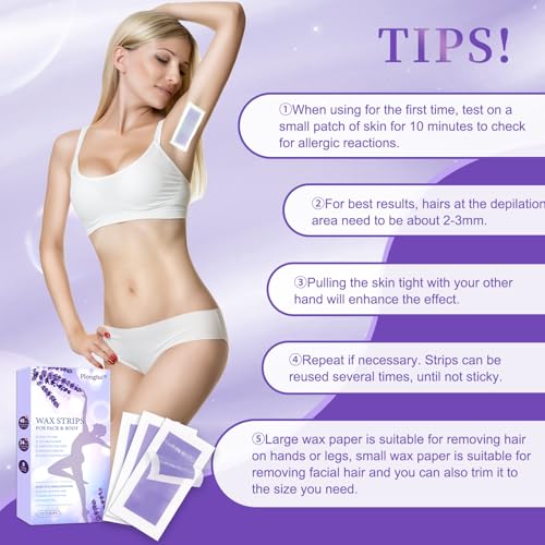72PCS At Home Wax Strips for Hair Removal, Women & Men | 48 Body + 24 Face Wax Strips, 8 Calming Oil Wipes, Hypoallergenic for All Skin Types, Legs, Arms, Bikini, Brazilian, Back