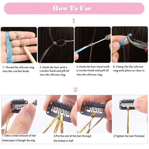 22 Color Hair Tinsel Kit - 8800 Strands Glitter Extensions