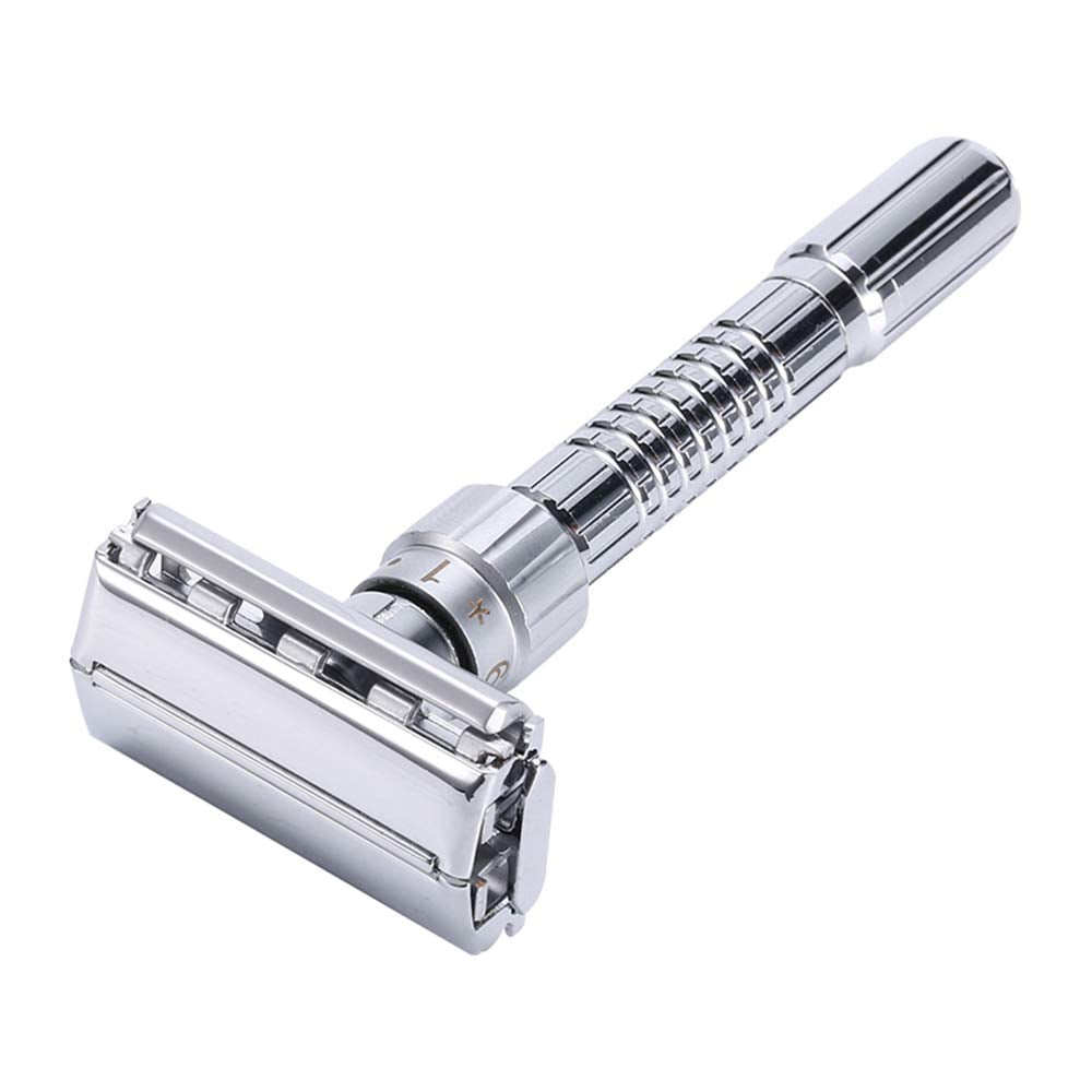Leadigol Men's Razor Adjustable Hair Razor Zinc Alloy With Case Classic With Blade Metal Manual Shaver