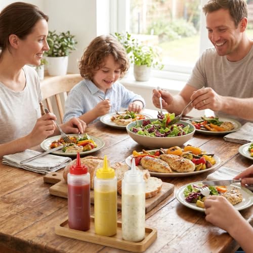 Squeeze Bottles Set - Food-Grade 8oz Condiment Dispensers for Sauces