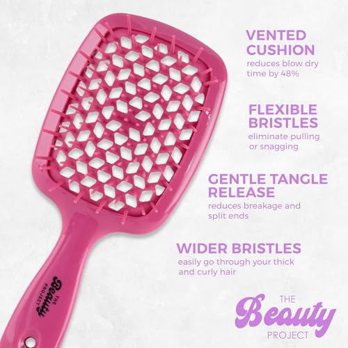 Amethyst Detangling Brush 2-Pack for All Hair Types - Pain-Free, Vented Design