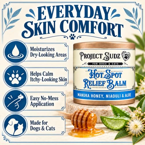 Pet Skin Relief Balm for Dogs & Cats - Soothing Natural Moisturizer with Manuka Honey & Aloe