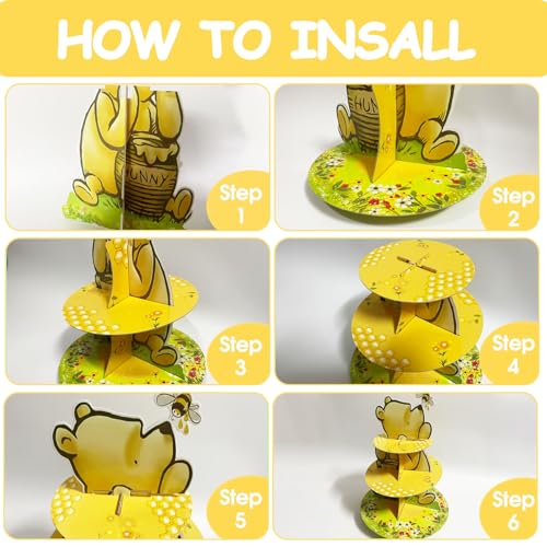 Winnie Bear Cupcake Stand - 3-Tier Dessert Holder for Parties