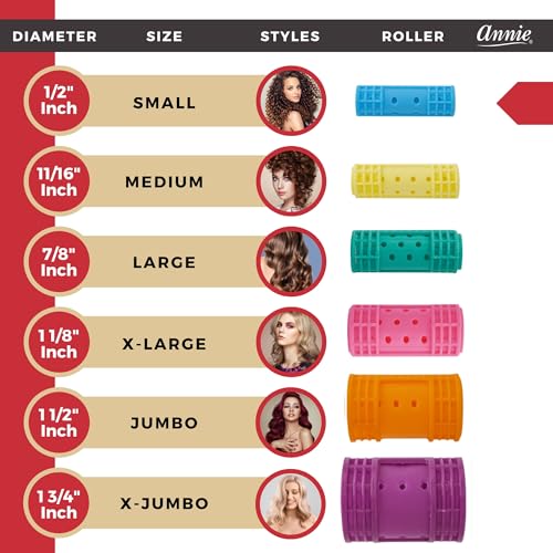 Annie 1/2 Inch Snap-On Magnetic Hair Rollers - 14 Count