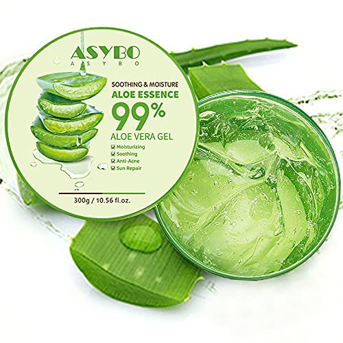ASYBO Natural Organic Aloe Vera Gel - 21.12 Fl Oz Soothing Skin & Hair Care