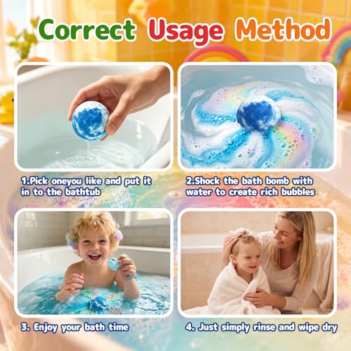 12 Pack Kids Bath Bombs with Surprise Animal Toys - Organic & Safe