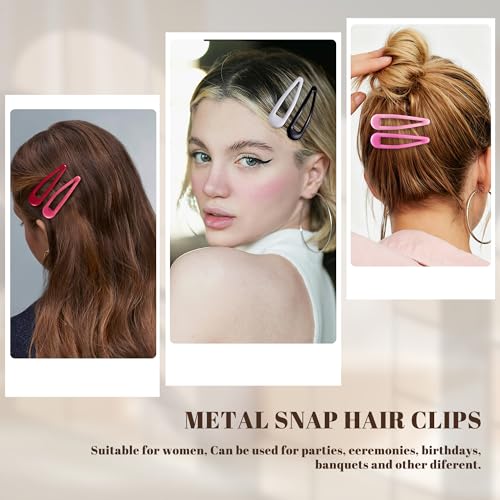 Water Drop Snap Hair Clips - 12 Pack No Slip Barrettes for Women