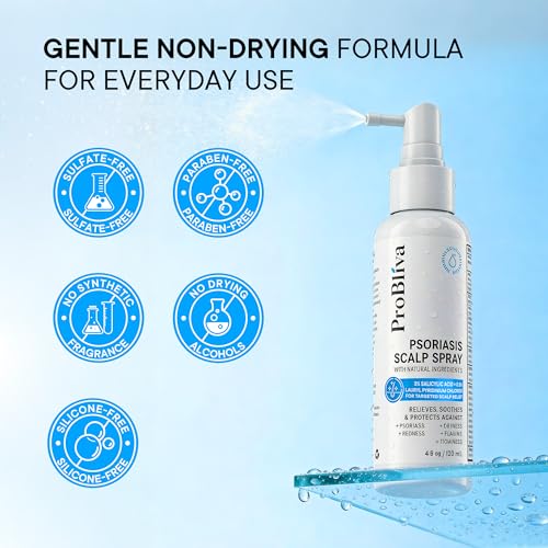 ProBliva Psoriasis Scalp Spray ? Scalp Treatment for Psoriasis, Dandruff & Seborrheic Dermatitis ? On-Demand Itch Relief ? Helps Reduce Flaking & Dryness ? Lightweight & Non-Greasy (4 fl oz)