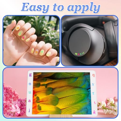 Colorful Tiny Letter Stickers 3mm for Scrapbooking & Nail Art, 8 Sheets