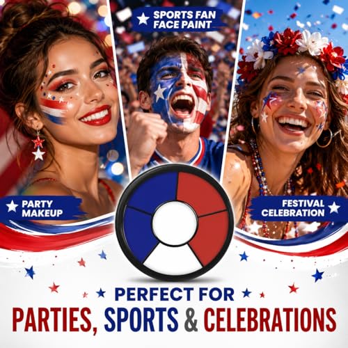 BOBISUKA 6-Color Cream Face & Body Paint Set – Washable, High Pigment for 4th of July & Festivals