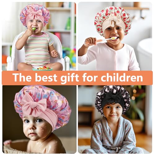 Kids Satin Bonnet Set – 3 Pack Pink Black Beige Baby Hair Care Accessories
