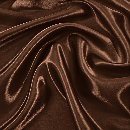 Chocolate Brown Satin Napkins - 24 Pack, 17x17 Inch, Scalloped Edges
