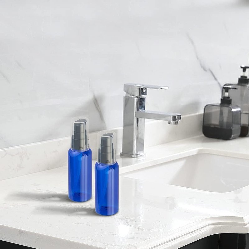 Travel Pump Bottles - 5 Pack Refillable 1.7 oz Lotion Containers | Leak-Proof Plastic for Shampoo, Body Wash, Soap - Blue