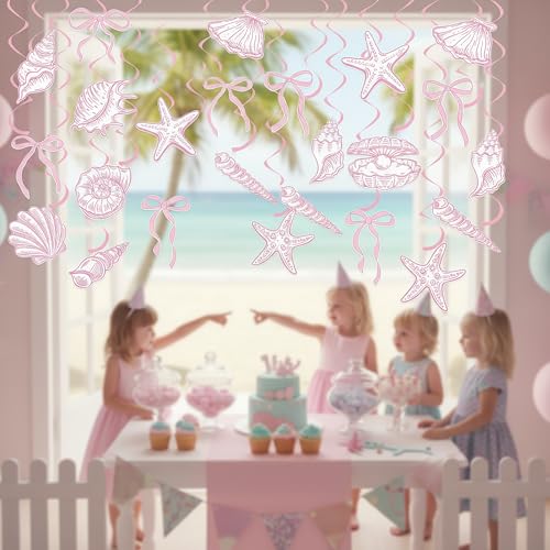 20-Piece Pink Foil Swirls with Seashell Cutouts - Beach Party Decorations