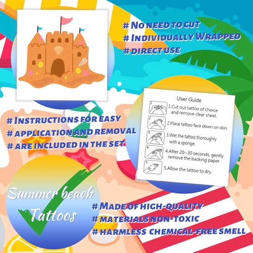 240 Summer Temporary Tattoos for Kids - Hawaiian Luau Party Fun