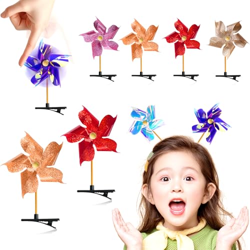 30 Pcs Windmill Alligator Hair Clips - Glitter Sequin Pinwheel Barrettes