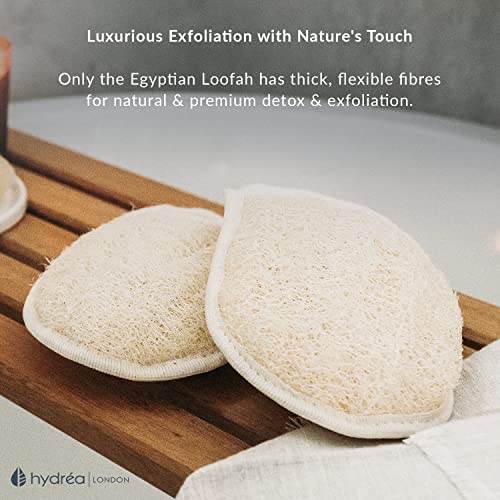 Hydrea London Organic Egyptian Exfoliating Loofah & Face Mitt - Body Scrubber for Men & Women
