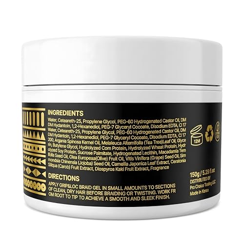 Grip&Loc Extreme Hold Braid Gel with Tea Tree & Argan Oil - 5.29 fl oz