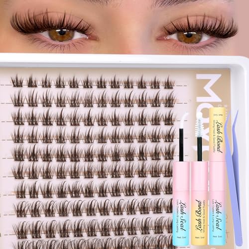 Mavphnee Brown Lash Clusters Kit - 120 Pcs DIY Eyelash Extensions (8-16MM)