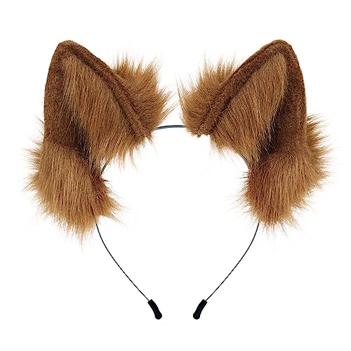 White Furry Cat Wolf Fox Ears Headband for Halloween Cosplay